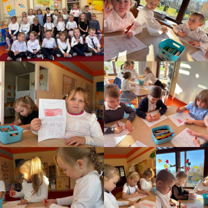 Zdjęcie przedstawia dzieci z grupy Żabki.