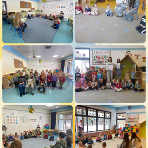 Zdjęcie przedstawia dzieci z grup Biedronki i Pszczółki.