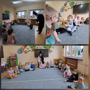 Zdjęcie przedstawia dzieci z grupy Sówki.