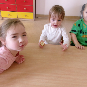 Zdjęcie przedstawia dzieci z grupy Sówki.